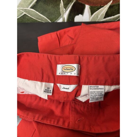 Talbots Petite 10 Red Cotton Blend Bermuda Shorts - Picture 2 of 5